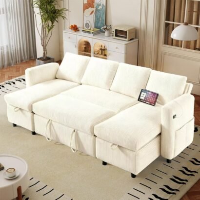 U Shape Sofa Cum Bed with Storage