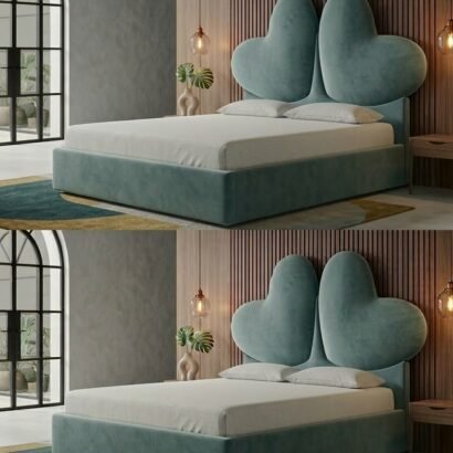 Double Heart Designer Bed