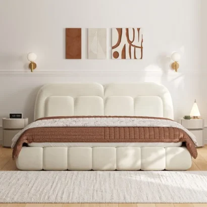 Aalvi Plush Block Designer Bed