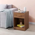 Aalden Walnut Bedside Table with Open Shelf