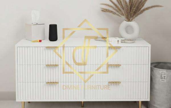 White Ribbed Design Chest of Drawers