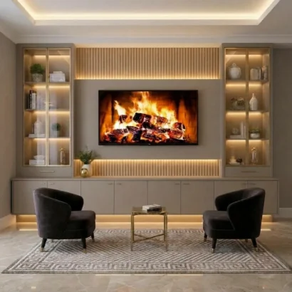 10 Drawers Full Wall TV Unit with Display Shelves
